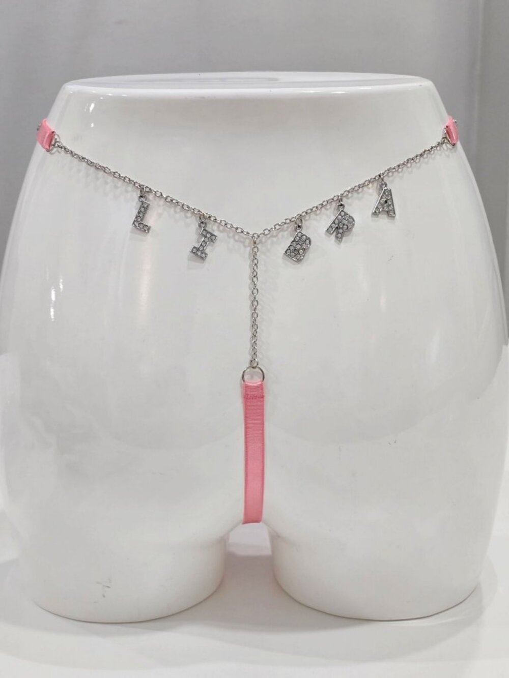 HOROSCOPEZ ✦ Lust For Libra Lace Thong ✦ Pink Floral Mesh Rhinestone Libra Chain